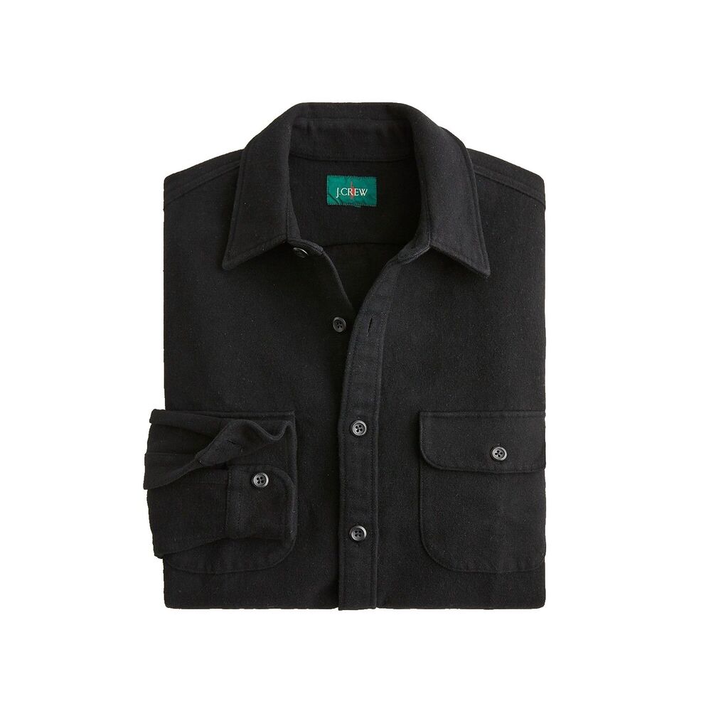 J. Crew Heavyweight Black Chamois Workshirt Jacket Mens S 100% Cotton Flannel